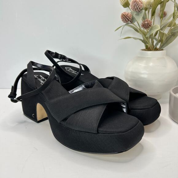 Circus NY by Sam Edelman Isadora Heeled Sandal Black Satin Women's US 11 M - Picture 1 of 12